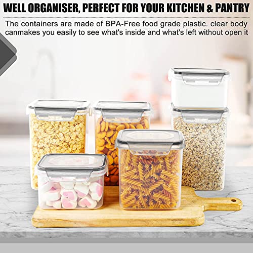 VERONES Cereal Storage Container Set, 36pcs Airtight Food Storage Containers, BPA Free Kitchen Pantry Organization for Flour, Sugar, Cereal Plastic Canisters with Black Locking Lids | The Storepaperoomates Retail Market - Fast Affordable Shopping