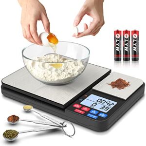 Mik-Nana Dual Platform Food Scale with Measuring Spoons Set, Digital Kitchen Scale Grams and oz for Weight Loss Baking Cooking, 11lb and 17.6oz Capacity, 0.01g/0.001oz Precise Graduation