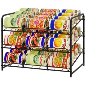 Simple Trending Can Rack Organizer, Stackable Can Storage Dispenser Holds up to 36 Cans for Kitchen Cabinet or Pantry, Black