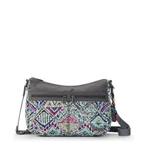 Sakroots Womens New Adventure Shoulder & Crossbody Bag, Stylish Roomy Purse, Made from Recycled Materials hobo handbags, Slate Brave Beauti, One Size US