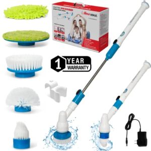 Home Venue Electric Spin Scrubber, Powerful 600 RPM Cordless Electric Cleaning Brush for Bathroom/Tile/Bathtub/Kitchen/Car. Rechargeable Bathroom Scrubber & Shower Scrubber for Cleaning Multi-Surfaces