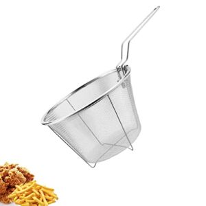 7″ Deep Fry Basket with Folding Handles,Round Wire Fry Basket Deep Fryer Strainer for Frying for Home Kitchen Restaurant