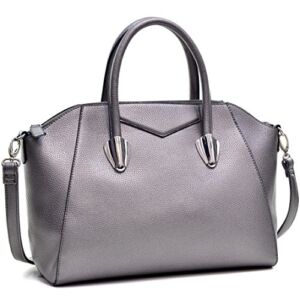Dasein Women Handbag and Purse Satchel Bag Top Handle Work Tote Shoulder Bag with Removable Strap (Grey)