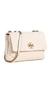 Tory Burch Women’s Kira Quilted Chevron Shoulder Bag, New Cream/Rolled Brass, Off White, One Size