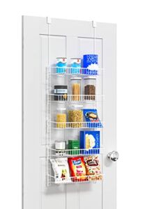 Qboid SP Over The Door Pantry Organizer – With 5 Adjustable Shelves – Alloy Steel Metal – Hanging – Wall Mount – Storage Door Organization Kitchen Spice Rack,Cans,Closet,Bathroom-White Brand: Qboid Sp
