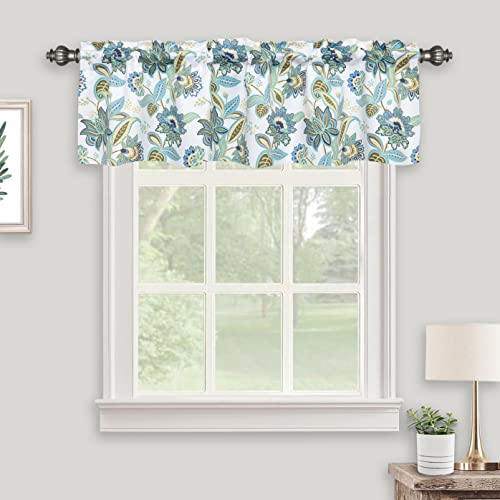 Inselnwald Summer Green Floral Valances for Windows, Multicolor Flower Room DarkeningRod Pocket Small Curtains Valance for Kitchen Cafe Living Room Bathroom 52″ x 14″, Turquoise Blue/Green | The Storepaperoomates Retail Market - Fast Affordable Shopping