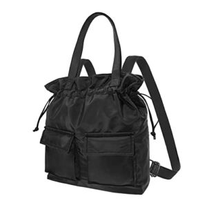 brimwomen Women Nylon Backpack Convertible Backpack Tote for Women,Large Handbags and Ladies Fashion Nylon Bookbag Travel Bag (Black)
