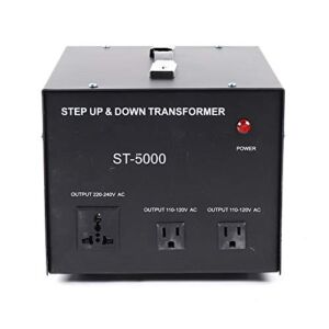 5000W Voltage Converter Transformer Up Step Down Transformer 220v to 110v, Electric Transformers Power Converter for Laptops, Hair Straightener, TV, Chargers W/Circuit Breaker Protection