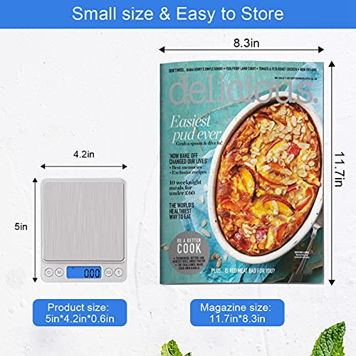 UNIWEIGH Digital Kitchen Scale, 500g/0.01g Gram Scale,Cooking Food Scale Digital Weight Grams and OZ with LCD Display, Digital Jewelry Coffee Scale with 2 Trays,Auto Off, Tare，Stainless Steel | The Storepaperoomates Retail Market - Fast Affordable Shopping