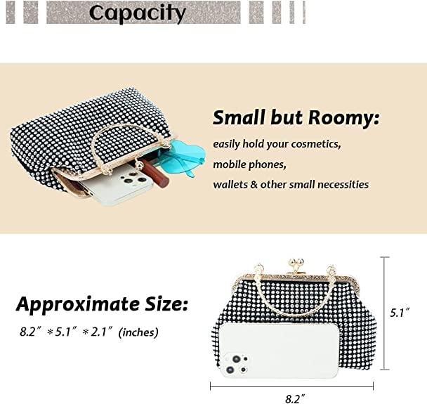 Rhinestone Clutch Purses for Women Evening Party Crossbody Bag Wedding Purses Cocktail Prom Handbags(Silver) | The Storepaperoomates Retail Market - Fast Affordable Shopping