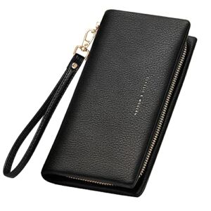 YOUBDM Clutch Wallet for Women Cell Phone Purse With Credit Card Holder Soft Pebbled Leather Wallet with Wristlet Strap
