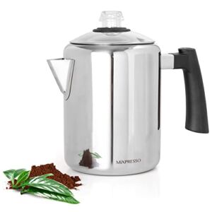 Mixpresso Stainless Steel Stovetop Coffee Percolator, Percolator Coffee Pot, Excellent For Camping Coffee Pot, 5-8 Cup