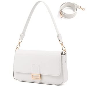 LOVEVOOK White Small Purse for Women, Small Shoulder Bag Crossbody Bags Clutch Purses Mini Handbags Shoulder Purse with 2 Removable Straps