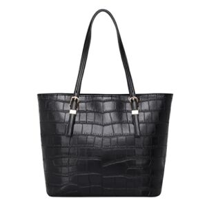 Montana West Handbags Crocodile Pattern Purses for Women Tote Bag Top-Handle Pu Leather Shoulder Bags B2B-MWC-027BK