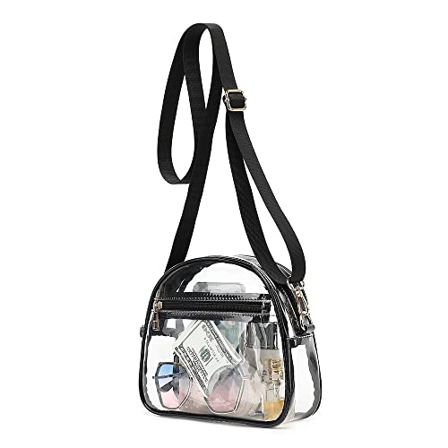 LOXOMU Clear Purse for Women Stadium, Cute Clear Crossbody Purse Messenger Bag with Adjustable Strap, Transparent Clear Stadium Bag for Concert, Sports Events, Festivals (B-Black) | The Storepaperoomates Retail Market - Fast Affordable Shopping