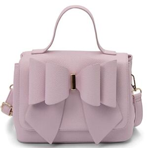LIKE DREAMS Women’s Elegant Vegan Leather Bowtie Satchel Bag for Women Eva Top Handle Fashion Crossbody Handbag (Lilac)