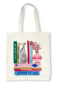 Kate Spade New York Canvas Book Tote, Large Shoulder Bag, Cute Tote for Beach or School, Bookshelf