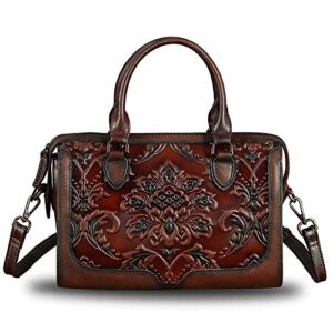 Genuine Leather Top Handle Handbag for Women Handmade Vintage Satchel Retro Cowhide Crossbody Handbags Purse Hobo Bags