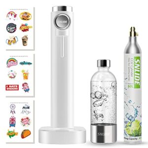 SNLIDE Soda Water Maker, with 60L CO2 Cylinder, Soda Maker with 1000ML Pet Bottle & DIY Stickers, Easy to Operate, Sparkling Water Maker for Home