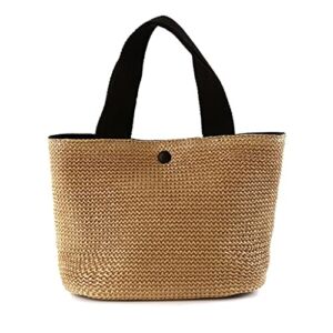 Ladies Straw Woven Handbag Women Holiday Beach Casual Tote Top-Handle Bags Fashion Retro Shoulder Bags (Color : B, Size : One Size)