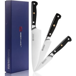 KEEMAKE Chef Knife Set 3 Piece, Sharp Kitchen Knives Set Professional Cooking Knife Set, German Stainless Steel 1.4116 Cutting Knives Set for kitchen with Pakkawood Handle