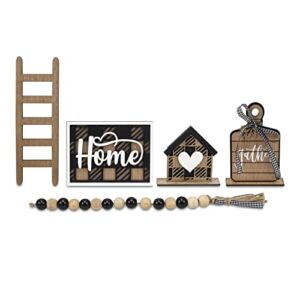 Farmhouse Tiered Tray Decor Items Set of 5 | Tiered Serving Decorative Tray | Rustic Farmhouse Decor | Wood Trays Home Decor | Farmhouse Kitchen Decor – Home [No Tray Included]