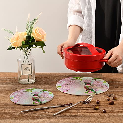 Spring Pink Hummingbird Trivets for Hot Pots Dishes Heat Resistant, Summer Cherry Blossoms Hot Mats Pads for Kitchen Decorative Counter Tops Dining Washable Pot Holder Coasters Set | The Storepaperoomates Retail Market - Fast Affordable Shopping