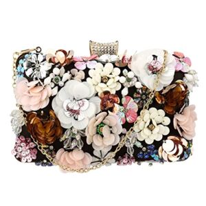 Rkrouco Women’s Floral Evening Clutch Bag – Colorful Flower Handbag with Metal Rhinestones…