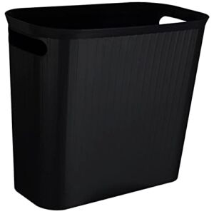 rejomiik Small Trash Can, 3.5 Gallon Garbage Can Slim Waste Basket Plastic Trash Bin Container with Handles for Bathroom, Bedroom, Office, Home, Dorm Room, Kitchen, Rectangular Black
