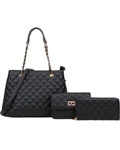 Satchel Handbags for Women Chain Tote Purse Ladies Leather Quilted Shoulder Hobo Bag for Work/Gift