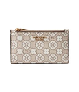 Kate Spade New York Spade Flower Monogram Coated Canvas Small Slim Bifold Wallet Natural Multi One Size