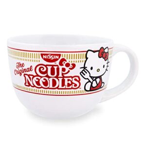 Sanrio Hello Kitty x Nissin Cup Noodles 24-Ounce Ceramic Soup Mug | Bowl For Ice Cream, Cereal, Oatmeal | Large Coffee Cup For Espresso, Caffeine, Beverage | Cute Home & Kitchen Essentials