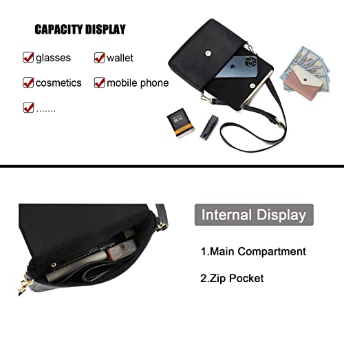 Small Crossbody Bags for Women Cellphone Purse Vegan Leather Ladies Shoulder Purse Teenager Wristlet Black Black | The Storepaperoomates Retail Market - Fast Affordable Shopping