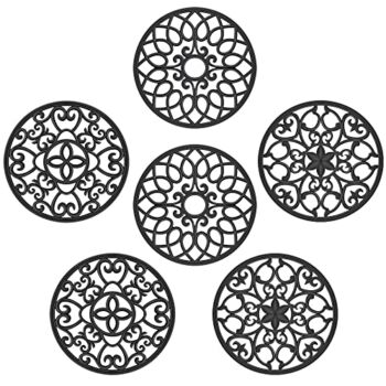 SMARTAKE Silicone Trivet Mats, 6 Set Trivet Mat for Kitchen, Multi-Use Kitchen Mats, Intricately Carved Coasters, Non-Slip Durable Modern Table Mat for Hot Pot Holder, Dishes, Countertop, Home, Black | The Storepaperoomates Retail Market - Fast Affordable Shopping