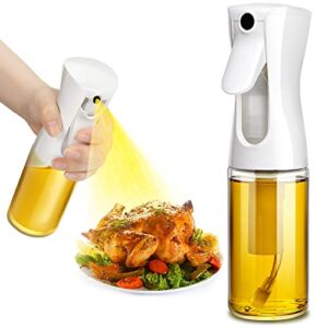 MIERTING Oil Sprayer For Cooking, Non-Aerosol Olive Oil Spray Bottle For Air Fryer, 6.8oz/200ml Kitchen Oil Mister Spritzer, Refillable Oil Dispenser Bottle For Salad Making, Baking Frying, BBQ, White