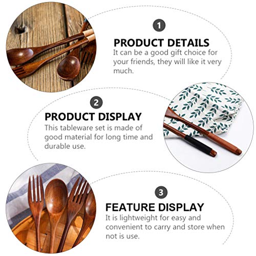 Hemoton 6Pcs Wooden Spoons and Wooden Forks Set, Japanese Style Utensil Set for Kitchen, Home, Camping, Picnic （ 8.8inch/ 22.5cm ） | The Storepaperoomates Retail Market - Fast Affordable Shopping