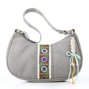 Women’s Hobo Handbag, Mini Cloth Shoulder Bag Tote Handbag with Tassel