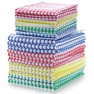 Moukeren 24 Pieces Kitchen Towels and Dishcloths Set Absorbent Cotton Dish Towels for Kitchen, 16 x 25 and 12 x 12 Soft Kitchen Cloths Dish Rags for Drying Dishes Bar Mop, 2 Size