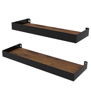 RLAVBL Wall Shelves Set of 2, Rustic Storage Wood Wall Mounted Floating Shelves for Bedroom Living Room Kitchen
