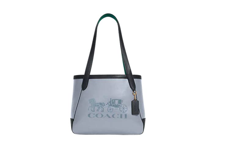 Coach Tote27 Bag Horse & Carriage Colorblock Blue C5775 Suede Green Interior | The Storepaperoomates Retail Market - Fast Affordable Shopping