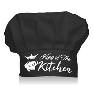 CREATCABIN Funny Chef Hat King of The Kitchen Chef Hat Adjustable Elastic Kitchen Catering Cooking Cap for Dad’s Birthday Father’s Day Baker Men & Women Black Christmas