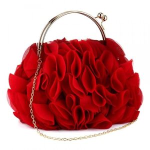 Purses and Handbags for Women Clutch Purse Party Clutch Shoulder Bags with Detachable Strap (Red)