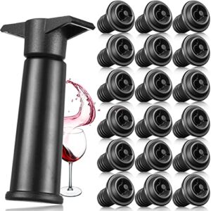 Wine Saver Practical Vacuum Wine Stopper Wine Preserver with Vacuum Pump Wine Keeper Wine Saver Pump for Kitchen Office Home Adult Party Favor Supplies, Black(18 Pieces)