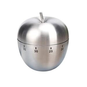 Kitchen Timer Cute Manual, Mechanical Kitchen Timer Stainless Steel Apple-Shaped Mechanical Rotating Alarm with 60 Minutes for Home Baking Cooking