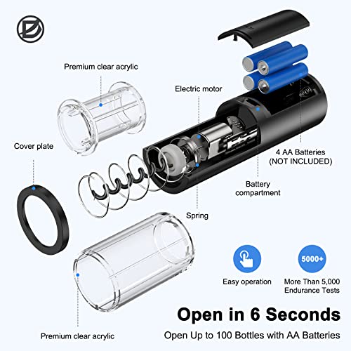 D Electric Wine Opener Automatic Battery Operated Wine Bottle Opener Set, Reusable Corkscrew Cordless Remover 5 Pcs Kit with Wine Pourer, Foil Cutter, Vacuum Stopper and Wine Stopper for Wine Lovers | The Storepaperoomates Retail Market - Fast Affordable Shopping