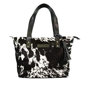 Bonanza leathers cowhide leather large shoulder women’s handbag with zipper closure H505B (Black)