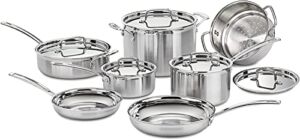 Anyfish Stainless Steel Cookware Pots and Pans Set For All Stoves Oven Dishwasher Safe, 12 Pieces With Saucepan, Skillet, Stockpot, Saute Pan, Steamer And Utensils