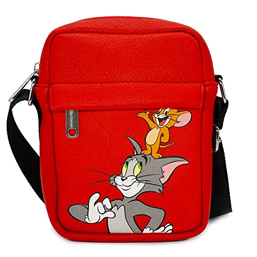 Buckle Down Hanna Barbera Bag, Cross Body, with Tom and Jerry Pose, Red, Vegan Leather | The Storepaperoomates Retail Market - Fast Affordable Shopping
