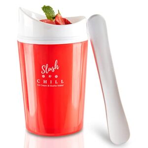 Bingbong Slush and Shake Maker – Frozen Slush Cup for Instant, Ice cream maker for kids, Smoothies – Slushy Cup Maker for the Whole Family Home DIY Smoothie Cup – BPA Free, Multiple Colors, Red