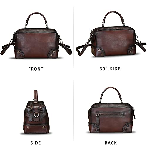 Genuine Leather Satchel for Women Purse Vintage Handmade Top Handle Handbag Retro Designer Crossbody Bag Purse (Coffee) | The Storepaperoomates Retail Market - Fast Affordable Shopping